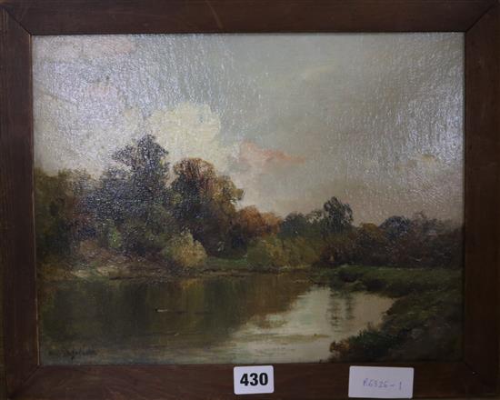 Alfred de Breanski, oil on board, The River Medway, signed, 26 x 34cm